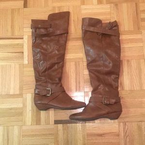 Dark beige high boots